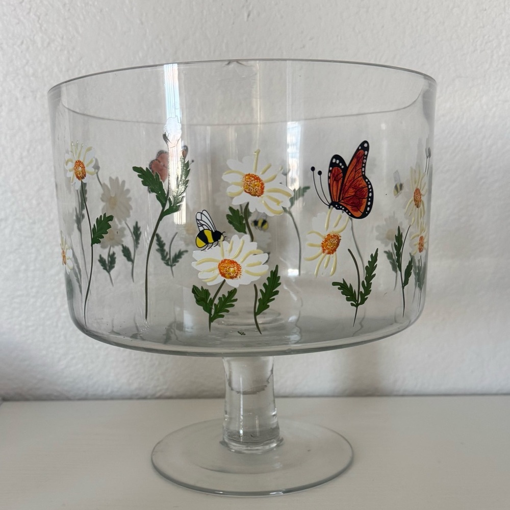 Floral Glass Bowl with Butterfly Design - Picture 2 of 7